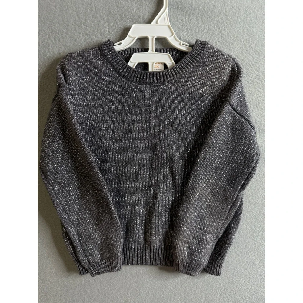 Gymboree Sweater Girls 4 Gray Sparkle Crew Neck Pullover Top‎